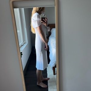 Alice and Olivia Kirk Ruffle-Shoulder Midi Sheath Dress